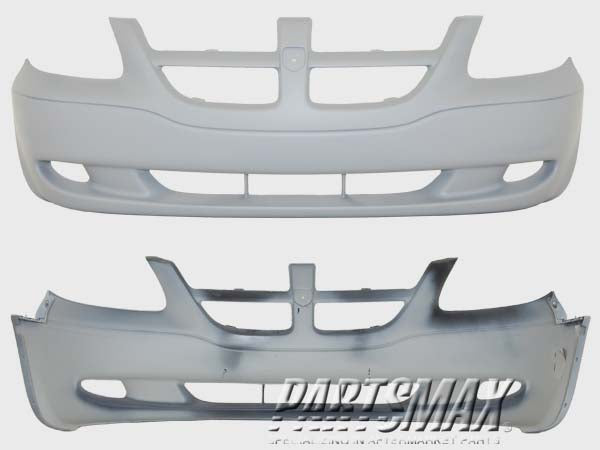 250 | 2001-2004 DODGE CARAVAN Front bumper cover Sport; w/o fog lamps; prime | CH1000326|5018608AA