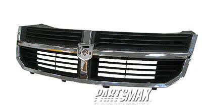 1200 | 2008-2010 DODGE AVENGER Grille assy Matte Black; w/Chrome Frame | CH1200325|YW351XXAB