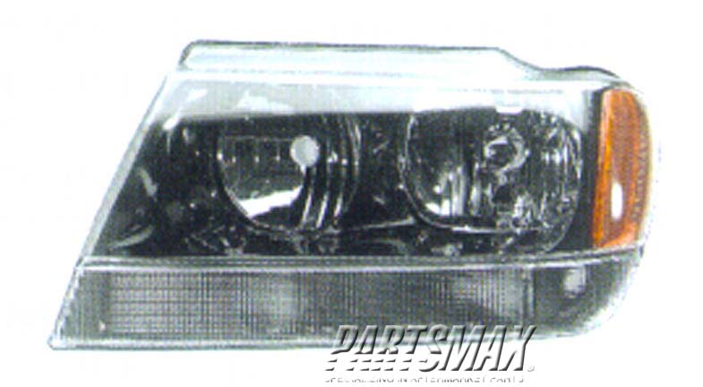 2502 | 2002-2003 JEEP GRAND CHEROKEE LT Headlamp assy composite Grand Cherokee Limited/Overland | CH2502120|55155553AI