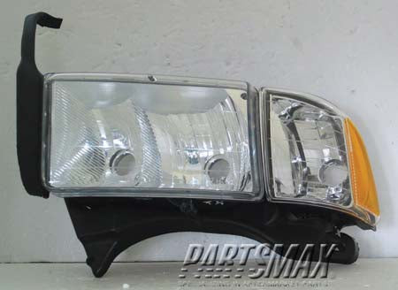2502 | 1999-2001 DODGE RAM 3500 LT Headlamp assy composite w/Sport package; includes park/signal/marker lamps | CH2502123|55077025AC