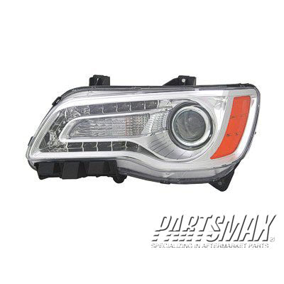 1150 | 2011-2014 CHRYSLER 300 LT Headlamp assy composite Sedan; Halogen; Chrome Bezel | CH2502231|68143003AC