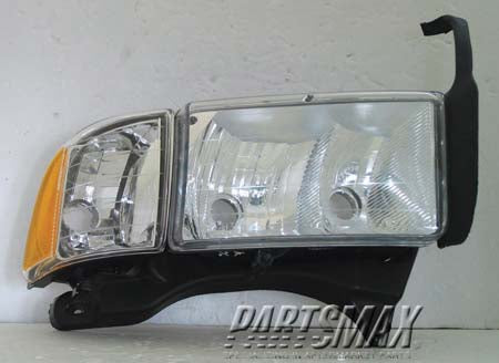 2503 | 2002-2002 DODGE RAM 2500 RT Headlamp assy composite w/Sport package; includes park/signal/marker lamps; early design | CH2503123|55077024AG
