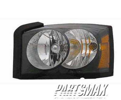 2518 | 2006-2007 DODGE DAKOTA LT Headlamp lens/housing w/Black Bezel | CH2518116|55078107AB
