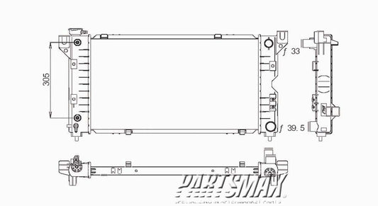 3010 | 1996-2000 PLYMOUTH VOYAGER Radiator assembly w/3.0L V6 engine; w/o rear air cond | CH3010164|4682976AC