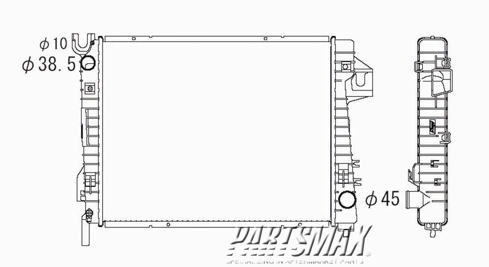 3010 | 2002-2003 DODGE RAM 1500 Radiator assembly w/3.7L V6 engine; late design | CH3010280|52028829AF