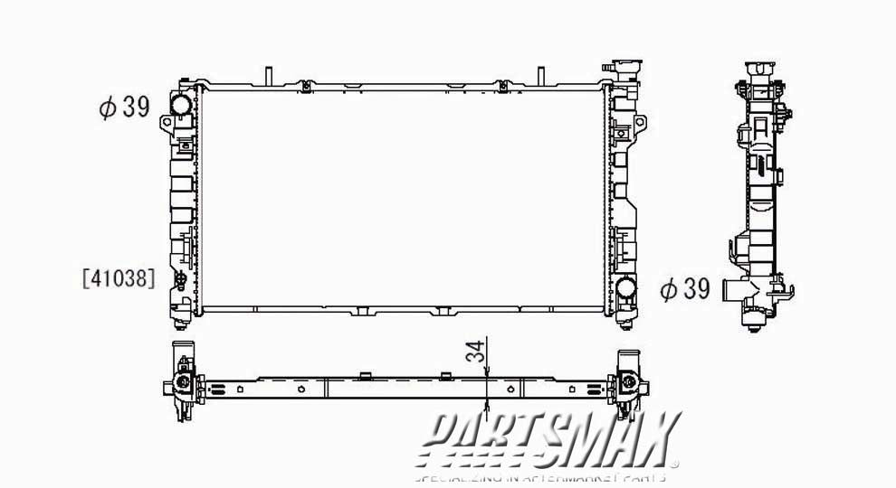 3010 | 2005-2005 CHRYSLER TOWN & COUNTRY Radiator assembly w/V6 engine; To 1-31-05 | CH3010313|4677523AA