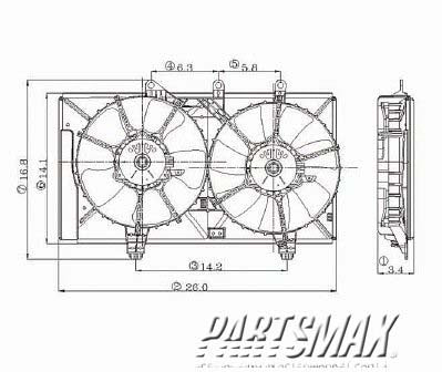 3115 | 2004-2004 DODGE NEON Radiator cooling fan assy electric fan assembly; w/2.0L engine; w/auto trans; w/dual fan | CH3115137|CH3115137