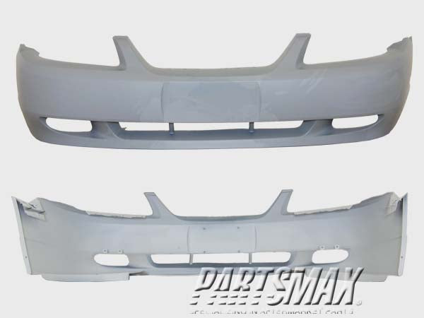 250 | 1999-2004 FORD MUSTANG Front bumper cover GT; prime | FO1000439|YR3Z17D957GA