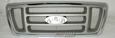 1200 | 2004-2004 FORD F-150 Grille assy except Heritage; XL; bar design; bright & silver | FO1200413|4L3Z8200AA