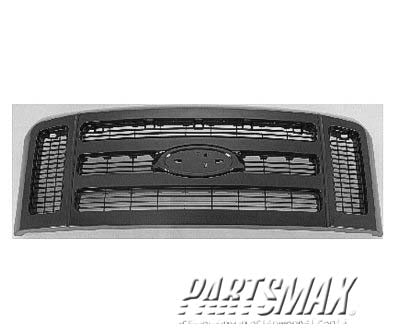 1200 | 2008-2010 FORD F-350 SUPER DUTY Grille assy XLT; w/o Chrome Pkg; Black (Code UA) | FO1200499|7C3Z8200CC