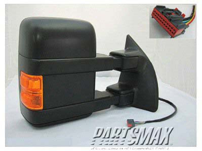 1321 | 2009-2010 FORD F-350 SUPER DUTY RT Mirror outside rear view Power; Heated; Manual Telescoping; w/Signal & Clearance Lamp; Black | FO1321342|9C3Z17682BA