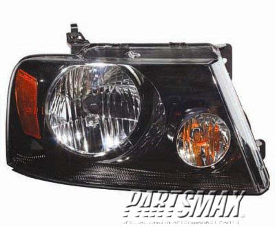 1160 | 2006-2008 FORD F-150 RT Headlamp assy composite F150(New Style); w/o Chrome Trim; w/Black Housing | FO2503247|7L3Z13008EA