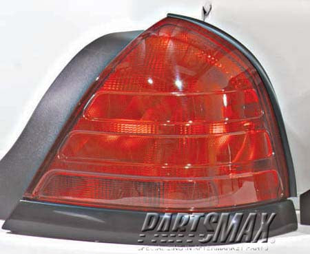 2801 | 2001-2011 FORD CROWN VICTORIA RT Taillamp assy w/o Sport package; w/2 bulb lamp; w/black molding; w/red lens | FO2801160|8W7Z13404A