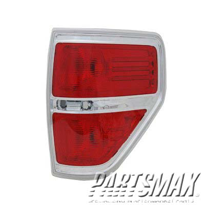 2230 | 2009-2013 FORD F-150 RT Taillamp lens/housing Styleside; except FX2; Chrome Accent | FO2819143|BL3Z13404B
