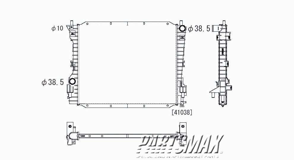 2870 | 2005-2010 FORD MUSTANG Radiator assembly 4.0L|4.6L | FO3010270|9R3Z8005B