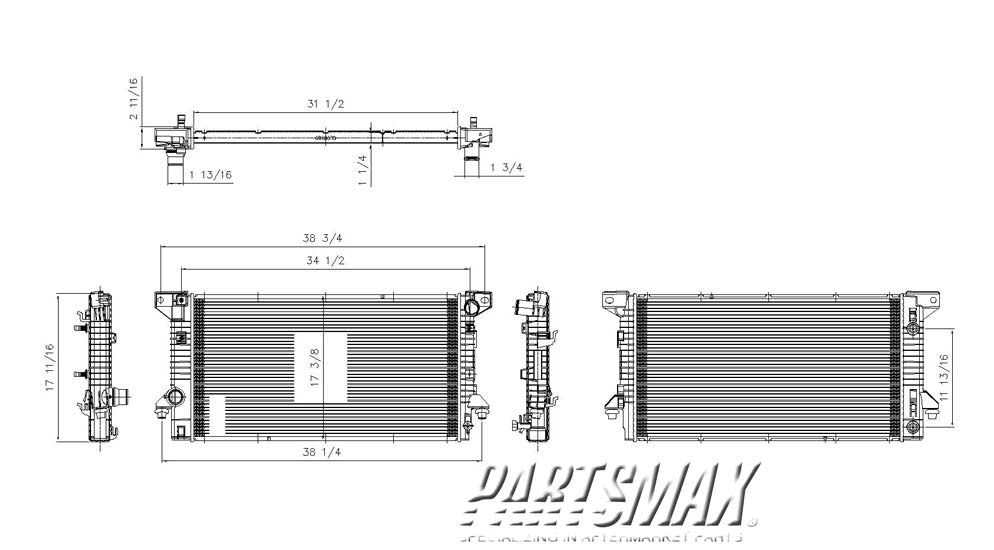 3010 | 2007-2008 FORD EXPEDITION Radiator assembly w/o Towing Pkg | FO3010283|7L1Z8005C