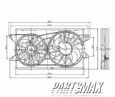 3115 | 2004-2007 FORD FREESTAR Radiator cooling fan assy 3.9L|4.2L; w/o Towing Pkg | FO3115151|5F2Z8C607CB