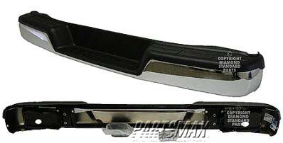 1103 | 1996-2021 GMC SAVANA 2500 Rear bumper assembly w/o Object Sensor; Incl Pad/Brackets/End Caps; Chrome | GM1103142|25962249