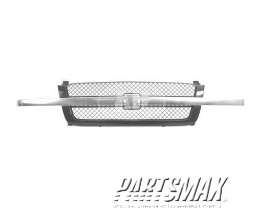 1200 | 2002-2006 CHEVROLET AVALANCHE 1500 Grille assy w/o Body Cladding; bright & black - paint to match | GM1200489|19168629