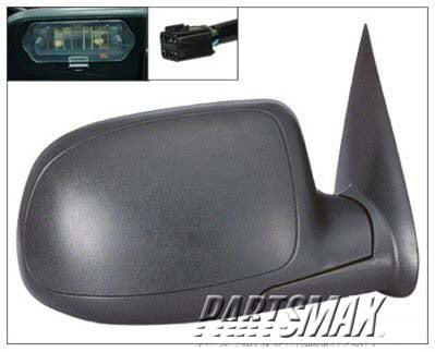 1321 | 2001-2005 GMC YUKON RT Mirror outside rear view heated power remote; manual folding; w/lamp; w/RPO DR2; black | GM1321249|15179835