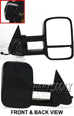 1321 | 2007-2007 GMC SIERRA 3500 CLASSIC RT Mirror outside rear view Power; Heated; Telescopic Type; Manual Folding; Camper; Power Upgrade | GM1321411|15172059-PFM