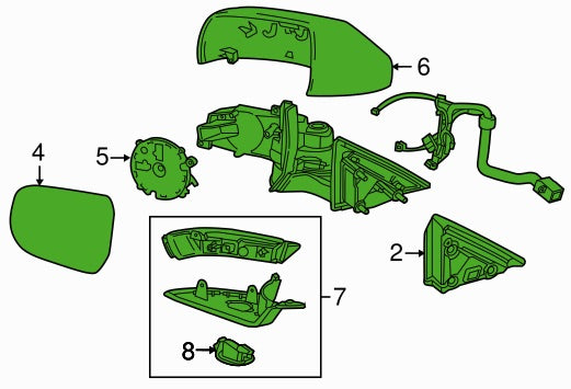 1710 | 2013-2013 CADILLAC ATS RT Mirror outside rear view Exc V; Sedan; w/Signal Lamps; w/o Side Object Sensor; PTM | GM1321552|22835038
