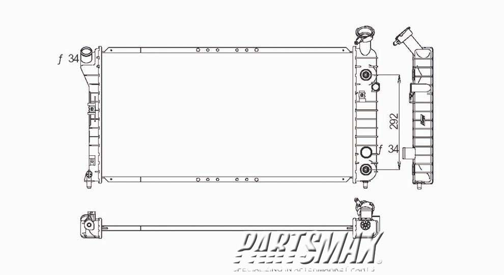 3010 | 1998-1999 PONTIAC GRAND PRIX Radiator assembly w/3.1L engine | GM3010102|52485608