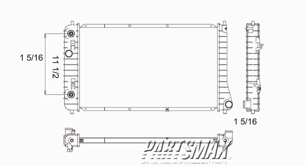 3010 | 1999-2002 PONTIAC SUNFIRE Radiator assembly except 2.2L 16-valve engine | GM3010181|89018667