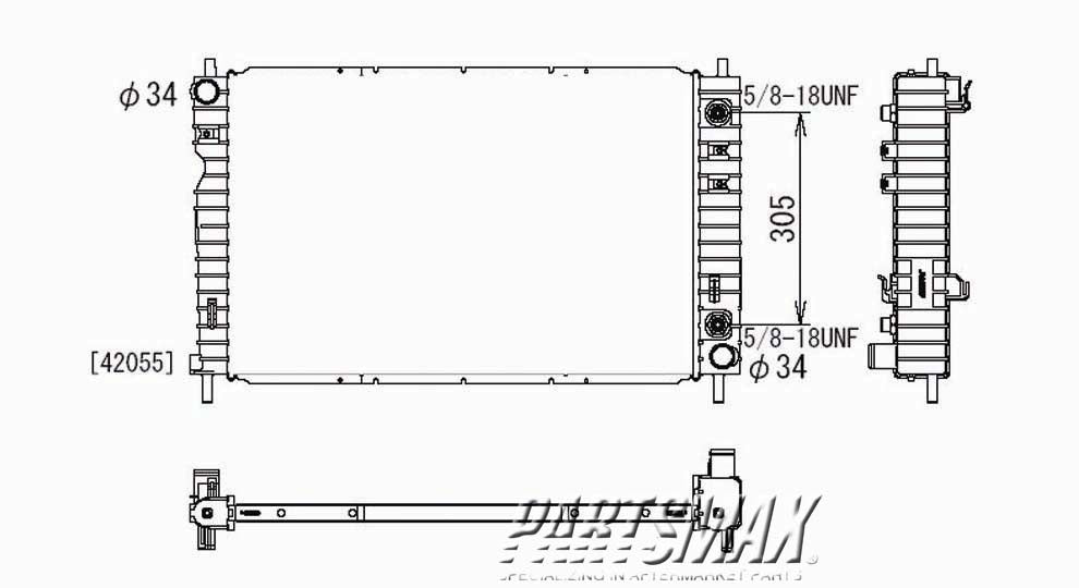 3010 | 2005-2005 CHEVROLET EQUINOX Radiator assembly all | GM3010462|15246426