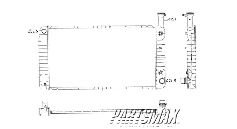 3010 | 2004-2014 GMC SAVANA 3500 Radiator assembly w/6 cyl engine; 2nd design | GM3010479|22795304