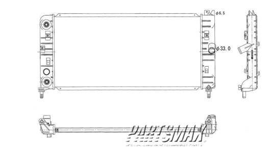 3010 | 2008-2009 BUICK LACROSSE Radiator assembly w/5.3L engine | GM3010485|15140592