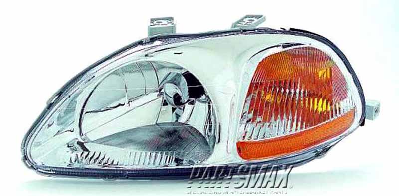 1150 | 1996-1998 HONDA CIVIC LT Headlamp assy composite Exc. SI; includes side marker lamp; w/o bulbs or sockets | HO2502110|33151S01305