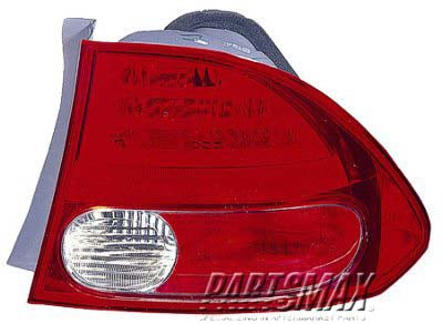 2801 | 2006-2008 HONDA CIVIC RT Taillamp assy 4dr sedan; on body; Lens/Housing | HO2801165|33501SNAA02