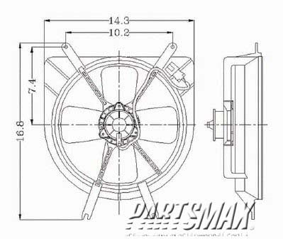 2880 | 1992-1997 HONDA CIVIC Radiator cooling fan assy includes motor/blade/shroud; w/4 cyl engine | HO3115102|HO3115102