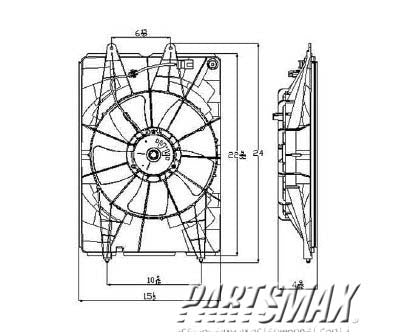 2880 | 2006-2008 HONDA RIDGELINE Radiator cooling fan assy left side; blade/motor/shroud; see notes | HO3115140|19015RJEA01-PFM