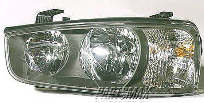 2502 | 2001-2003 HYUNDAI ELANTRA LT Headlamp assy composite includes park/signal/marker lamps; 4dr sedan | HY2502122|921012D150