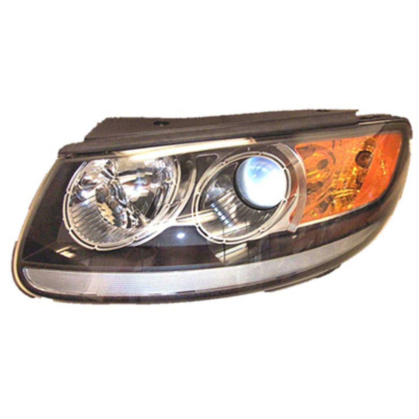2502 | 2012-2012 HYUNDAI SANTA FE LT Headlamp assy composite Halogen; Clear Reflector; Black Bezel | HY2502166|921010W500