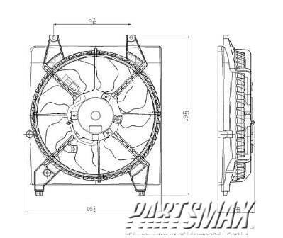 3115 | 2007-2009 HYUNDAI SANTA FE Radiator cooling fan assy left side; 2.7L engine; w/o towing package | HY3115113|253802B100