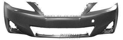 250 | 2011-2013 LEXUS IS350 Front bumper cover w/Headlamp Washers; w/o Park Distance Sensors; prime | LX1000215|5211953981