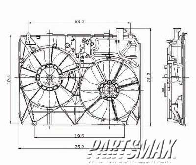 3115 | 2004-2006 LEXUS RX330 Radiator cooling fan assy Motor/Blade/Shroud Assy; w/o Control Module; see notes | LX3115109|1671120160-PFM