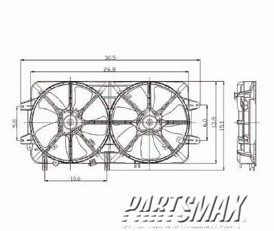 2880 | 2000-2002 MAZDA 626 Radiator cooling fan assy w/2.0L engine; w/air cond; dual fan assembly | MA3115114|FS1G15025B