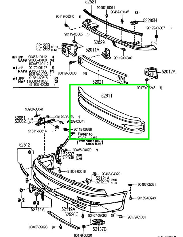 720 | 1992-1996 TOYOTA CAMRY Front bumper energy absorber Japan built | TO1070107|5261133030