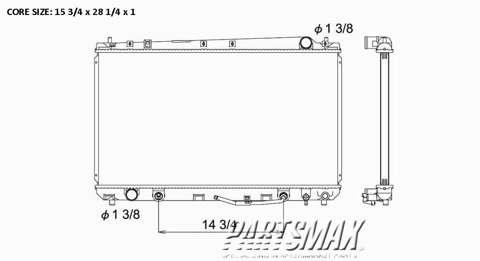 3010 | 2000-2004 TOYOTA AVALON Radiator assembly marked 0A180 | TO3010102|16410AZ040