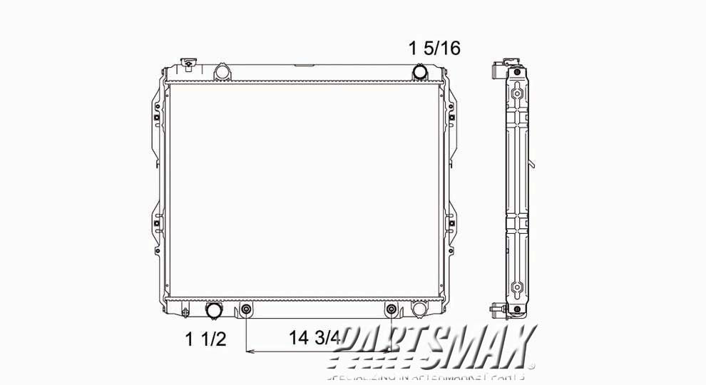 3010 | 2000-2004 TOYOTA TUNDRA Radiator assembly w/V6 engine; w/auto trans | TO3010186|16410AZ057