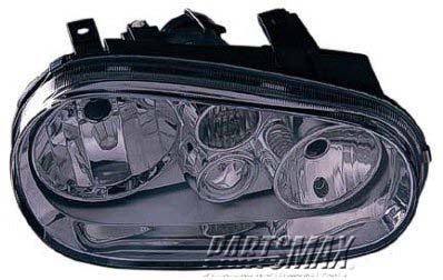 2502 | 1999-2002 VOLKSWAGEN CABRIO LT Headlamp assy composite Type 4; w/o fog lamps; w/bright bezel | VW2502113|1J0941017B