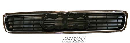 860 | 1999-2001 AUDI A4 Grille assy hood mount; black w/bright molding; from VIN X200001; early design | AU1200109|8D0853651R3FZ