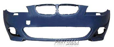 250 | 2006-2007 BMW 530i Front bumper cover w/sport pkg; w/o pk distance control; prime | BM1000182|51117897207