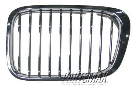 1200 | 2001-2001 BMW 325i Grille assy 4dr sedan; hood mounted; left; bright | BM1200120|51138208489