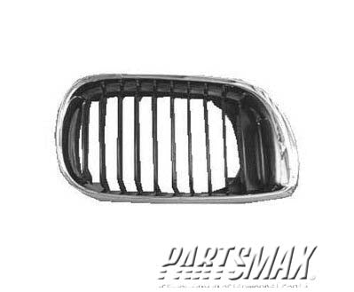 1200 | 2002-2005 BMW 330i Grille assy 4dr sedan; hood mounted; right side; black | BM1200127|51137030546