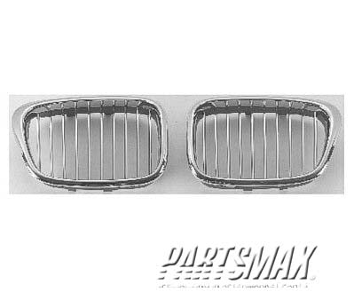 1200 | 2001-2003 BMW 540i Grille assy 4dr sedan; left side; bright & black | BM1200136|51132497261